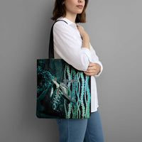 Hawaiian Honu Personalized Tote Bag Dark Cyan Maile Pikake Flower Lei Inspired LT9 - Polynesian Pride