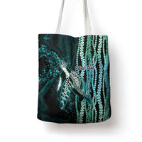 Hawaiian Honu Personalized Tote Bag Dark Cyan Maile Pikake Flower Lei Inspired LT9 - Polynesian Pride