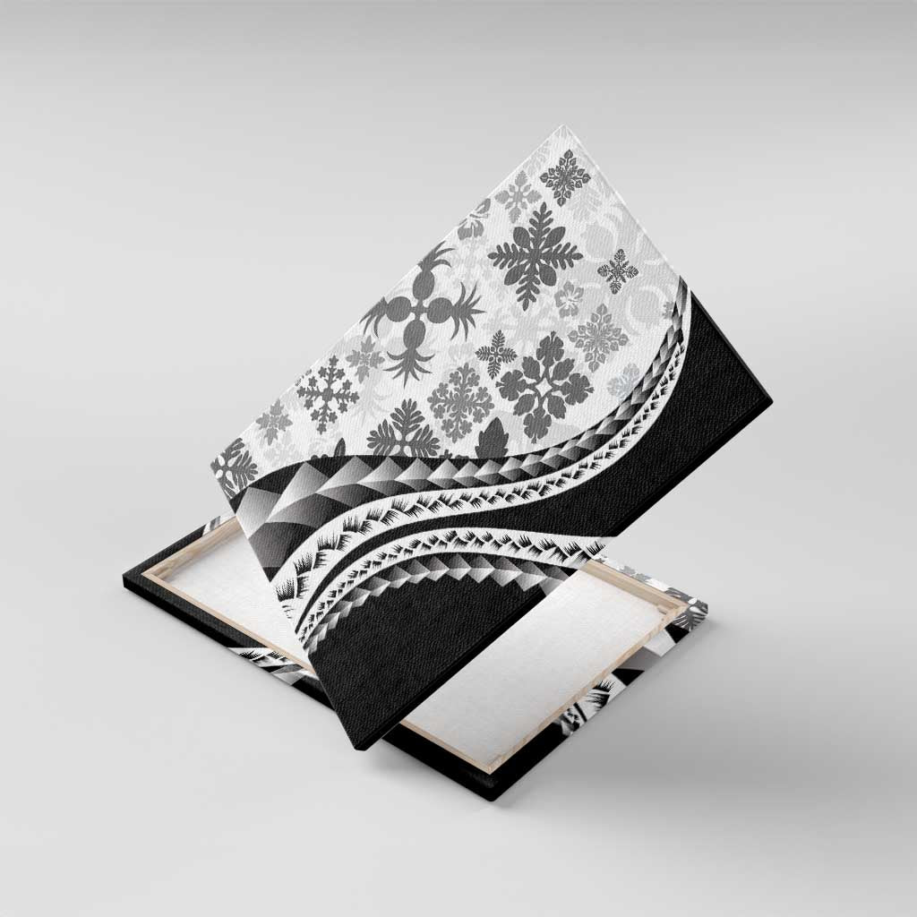 Black Hawaiian Quilt Pattern Canvas Wall Art Mixed Polynesian Tribal Arty