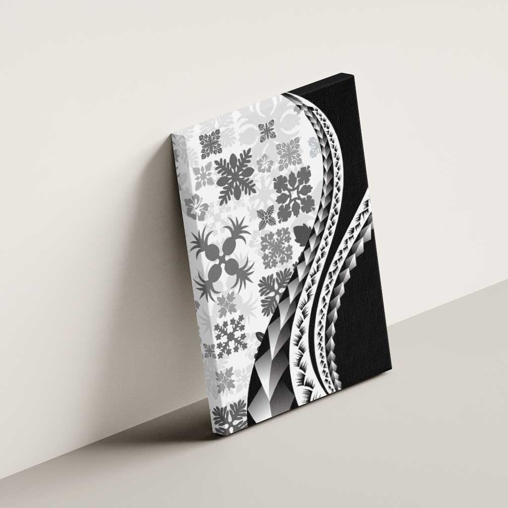 Black Hawaiian Quilt Pattern Canvas Wall Art Mixed Polynesian Tribal Arty