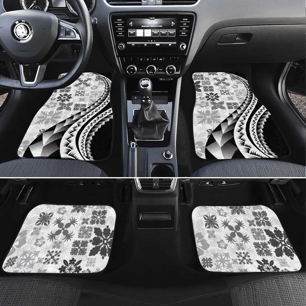 Black Hawaiian Quilt Pattern Car Mats Mixed Polynesian Tribal Arty