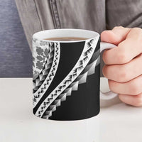 Black Hawaiian Quilt Pattern Ceramic Mug Mixed Polynesian Tribal Arty - Polynesian Pride