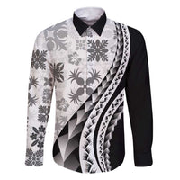 Black Hawaiian Quilt Pattern Family Matching Short Sleeve Bodycon Dress and Hawaiian Shirt Mixed Polynesian Tribal Arty