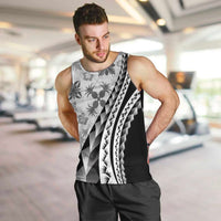 Black Hawaiian Quilt Pattern Men Tank Top Mixed Polynesian Tribal Arty