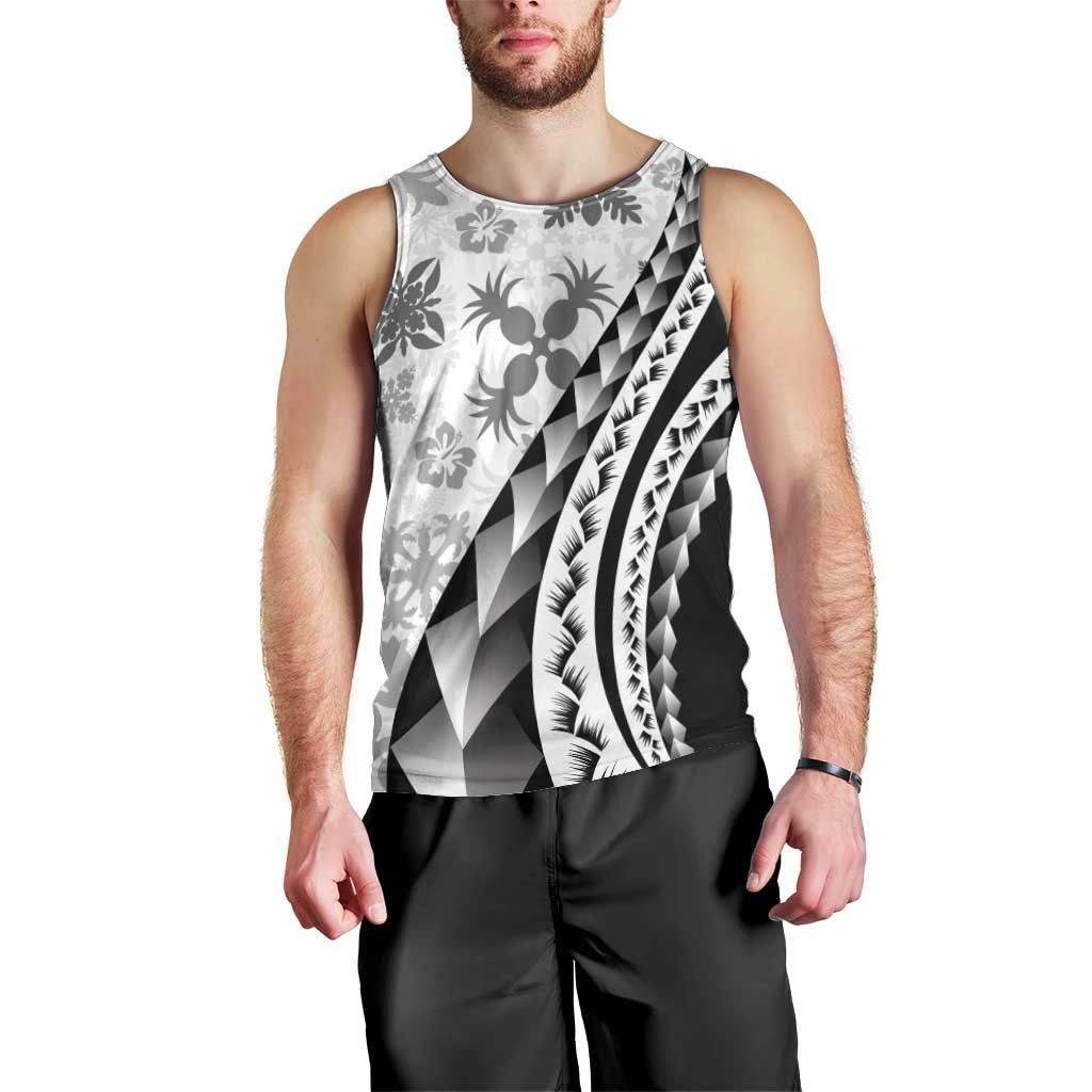 Black Hawaiian Quilt Pattern Men Tank Top Mixed Polynesian Tribal Arty