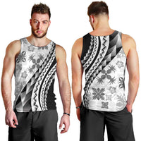 Black Hawaiian Quilt Pattern Men Tank Top Mixed Polynesian Tribal Arty