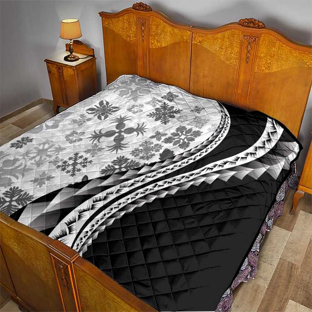 Black Hawaiian Quilt Pattern Quilt Mixed Polynesian Tribal Arty