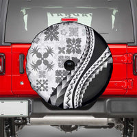 Black Hawaiian Quilt Pattern Spare Tire Cover Mixed Polynesian Tribal Arty
