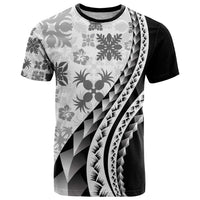 Black Hawaiian Quilt Pattern T Shirt Mixed Polynesian Tribal Arty