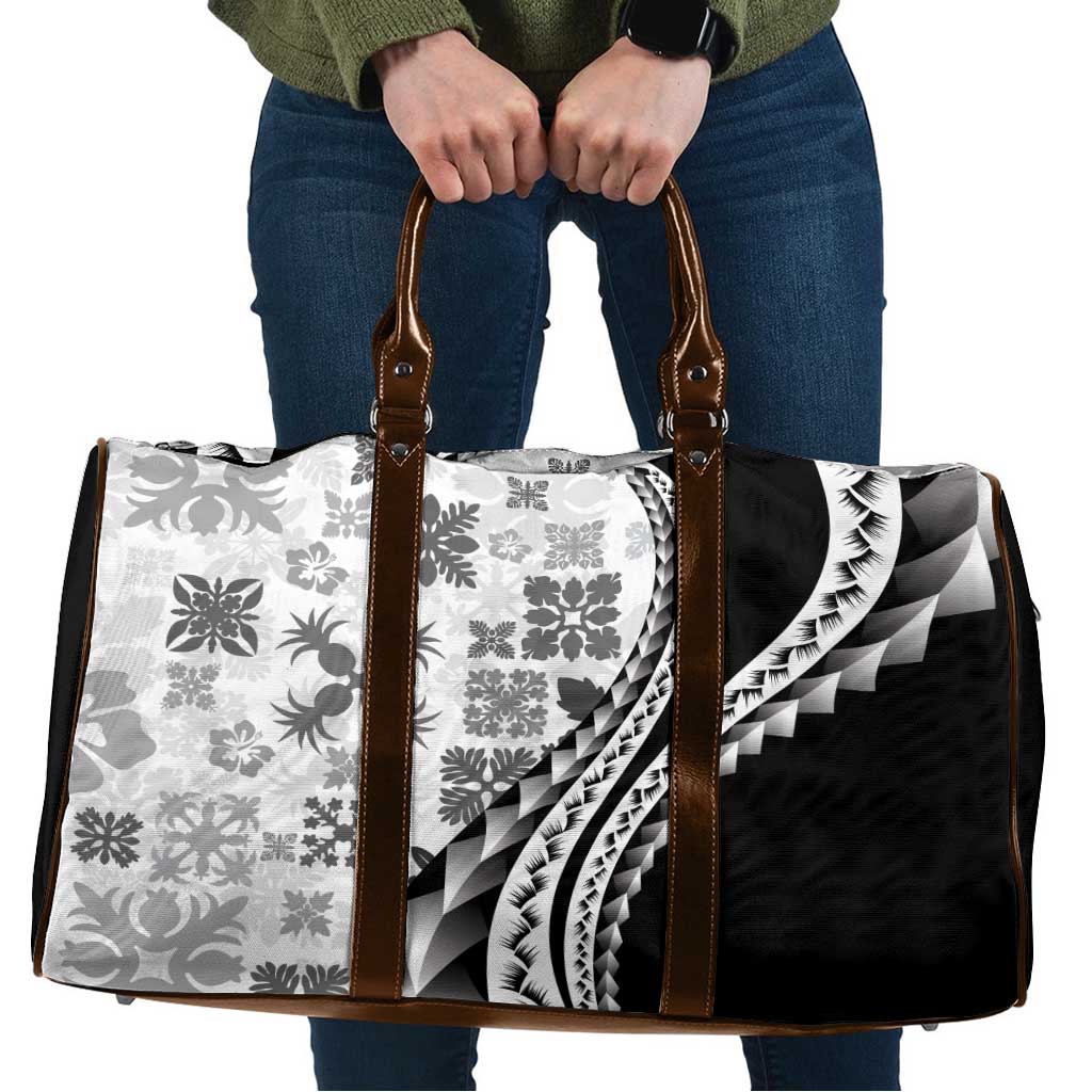 Black Hawaiian Quilt Pattern Travel Bag Mixed Polynesian Tribal Arty - Polynesian Pride