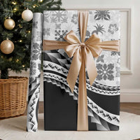 Black Hawaiian Quilt Pattern Wrapping Paper Mixed Polynesian Tribal Arty - Polynesian Pride