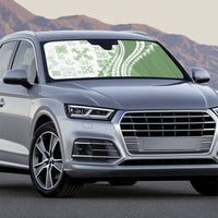 Green Hawaiian Quilt Pattern Auto Sun Shade Mixed Polynesian Tribal Arty - Polynesian Pride