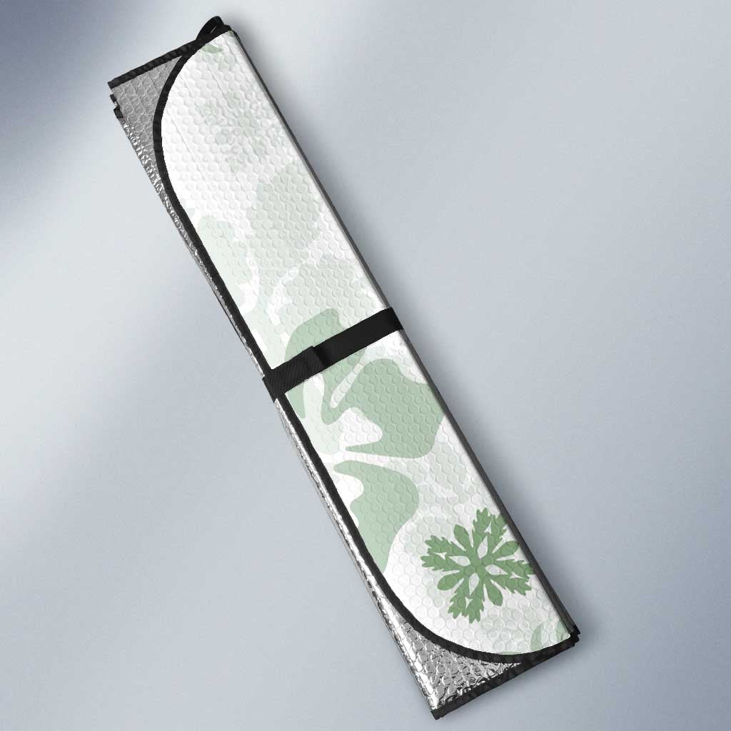 Green Hawaiian Quilt Pattern Auto Sun Shade Mixed Polynesian Tribal Arty - Polynesian Pride