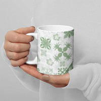 Green Hawaiian Quilt Pattern Ceramic Mug Mixed Polynesian Tribal Arty - Polynesian Pride