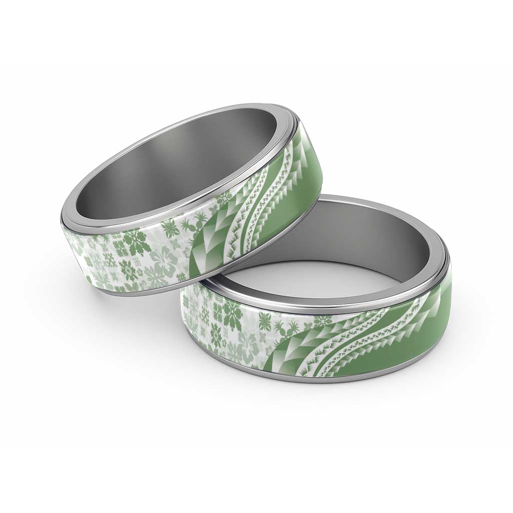 Green Hawaiian Quilt Pattern Classic Ring Mixed Polynesian Tribal Arty - Polynesian Pride