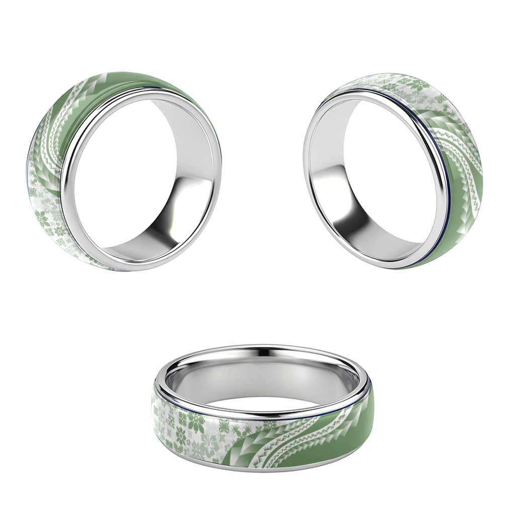 Green Hawaiian Quilt Pattern Classic Ring Mixed Polynesian Tribal Arty - Polynesian Pride