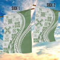 Green Hawaiian Quilt Pattern Garden Flag Mixed Polynesian Tribal Arty