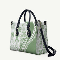 Green Hawaiian Quilt Pattern Leather Bag Mixed Polynesian Tribal Arty - Polynesian Pride