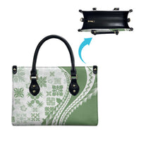 Green Hawaiian Quilt Pattern Leather Bag Mixed Polynesian Tribal Arty - Polynesian Pride