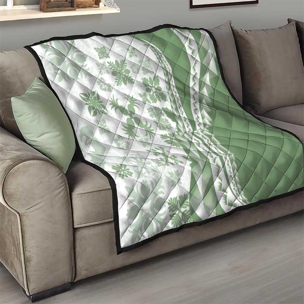 Green Hawaiian Quilt Pattern Quilt Mixed Polynesian Tribal Arty