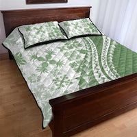 Green Hawaiian Quilt Pattern Quilt Bed Set Mixed Polynesian Tribal Arty