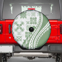 Green Hawaiian Quilt Pattern Spare Tire Cover Mixed Polynesian Tribal Arty