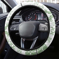 Green Hawaiian Quilt Pattern Steering Wheel Cover Mixed Polynesian Tribal Arty