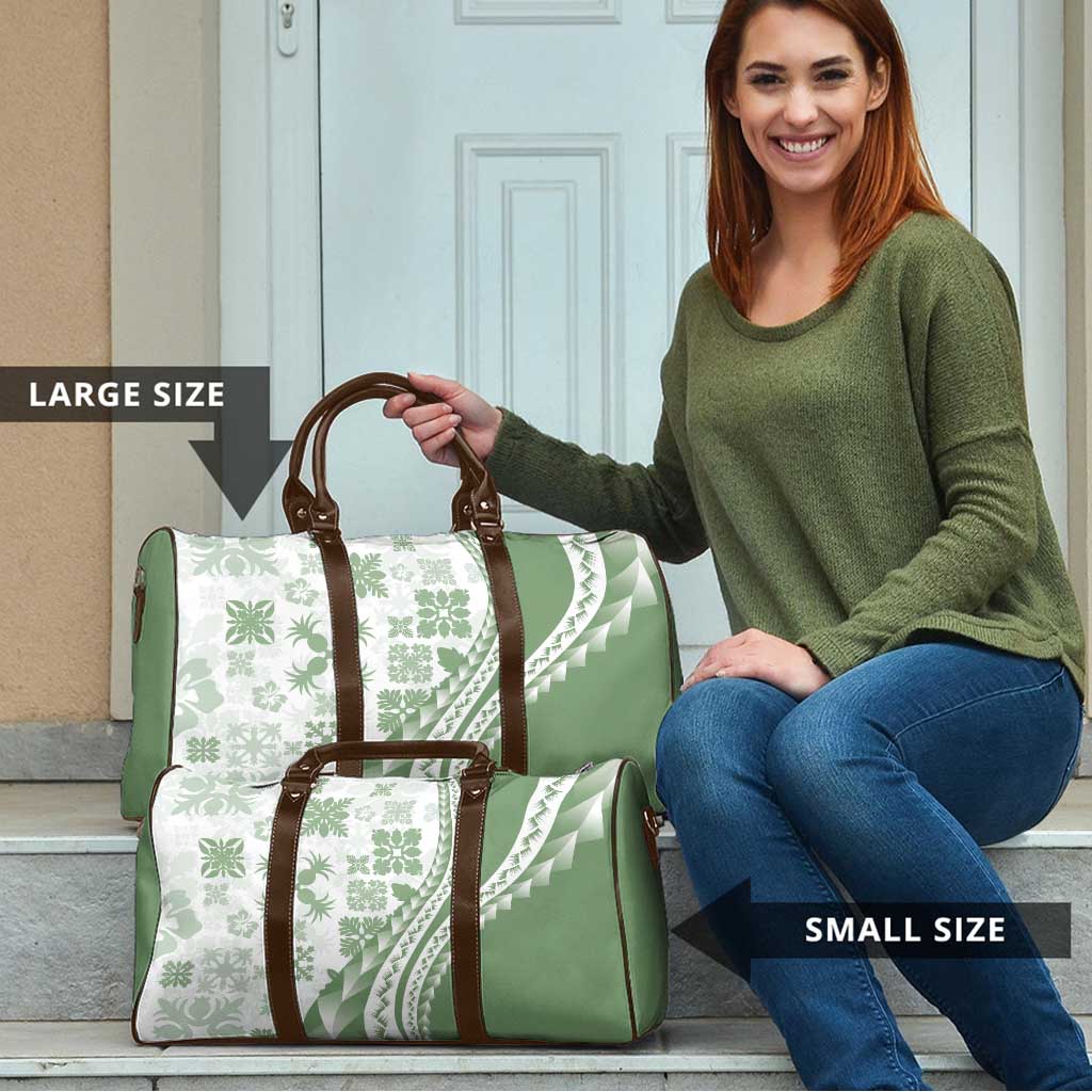 Green Hawaiian Quilt Pattern Travel Bag Mixed Polynesian Tribal Arty - Polynesian Pride