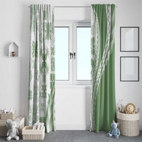 Green Hawaiian Quilt Pattern Window Curtain Mixed Polynesian Tribal Arty