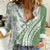 Green Hawaiian Quilt Pattern Women Casual Shirt Mixed Polynesian Tribal Arty