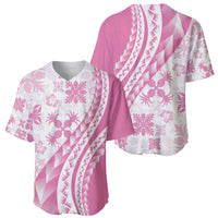 Pink Hawaiian Quilt Pattern Baseball Jersey Mixed Polynesian Tribal Arty