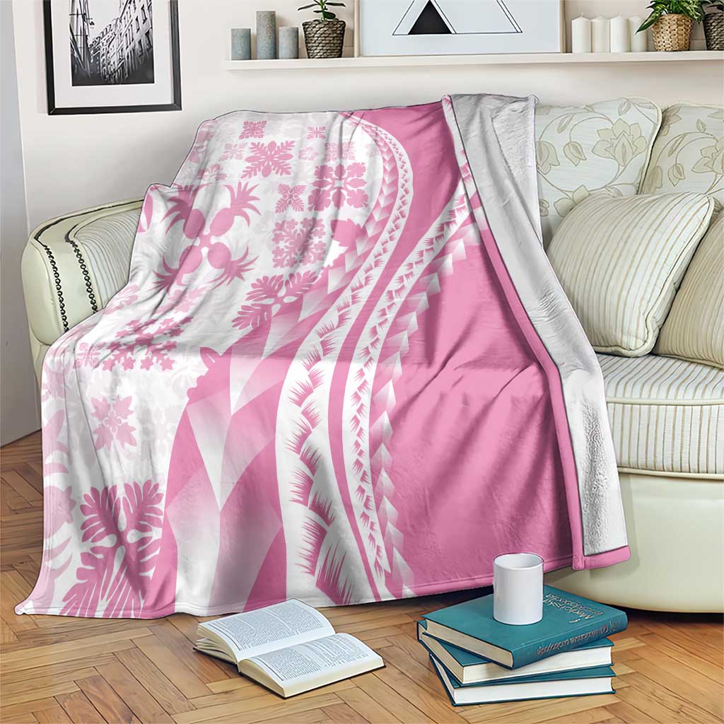 Pink Hawaiian Quilt Pattern Blanket Mixed Polynesian Tribal Arty