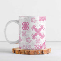 Pink Hawaiian Quilt Pattern Ceramic Mug Mixed Polynesian Tribal Arty - Polynesian Pride