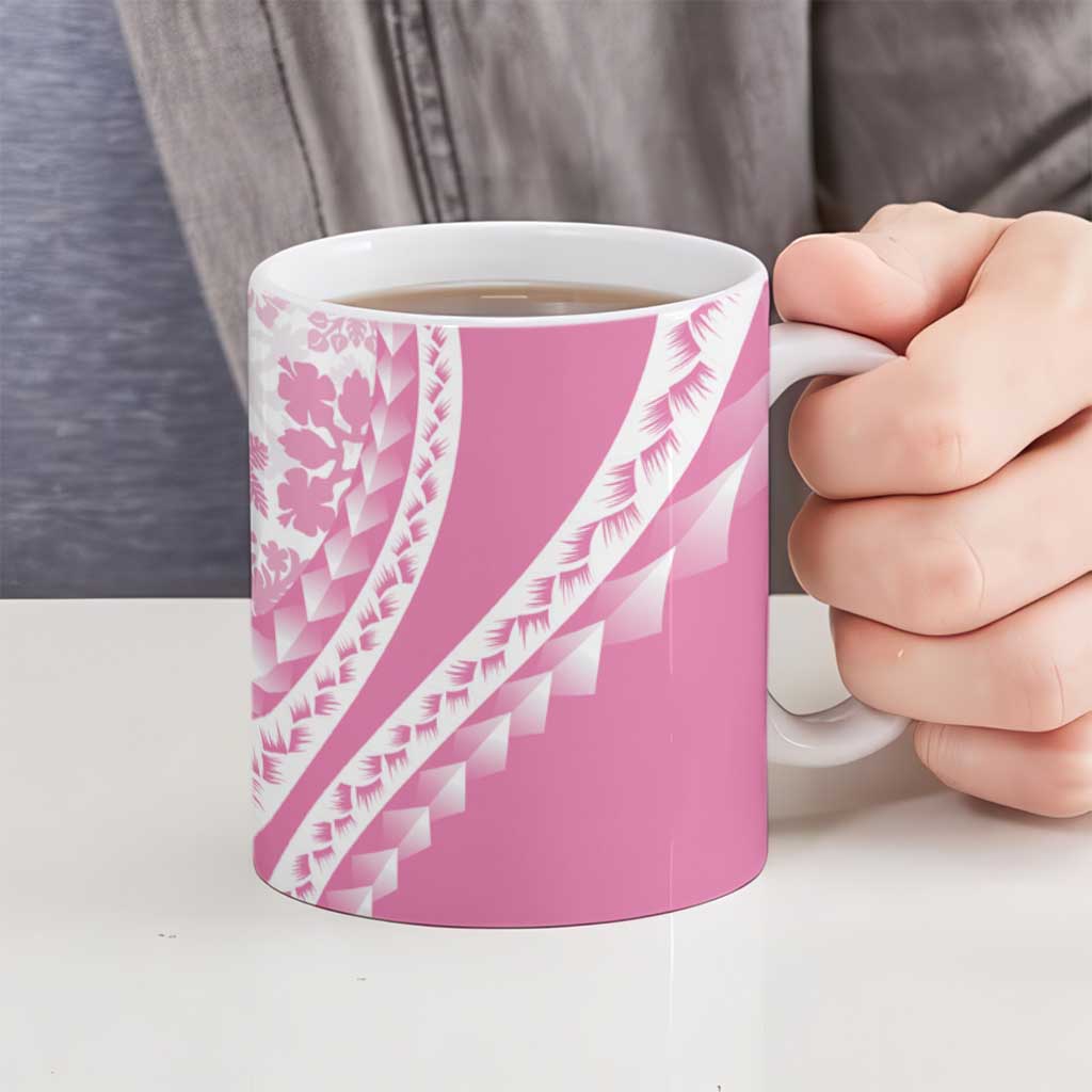 Pink Hawaiian Quilt Pattern Ceramic Mug Mixed Polynesian Tribal Arty - Polynesian Pride