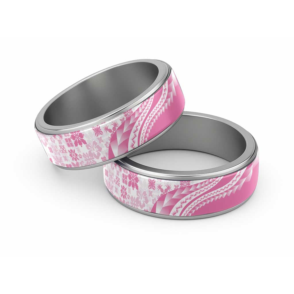 Pink Hawaiian Quilt Pattern Classic Ring Mixed Polynesian Tribal Arty - Polynesian Pride