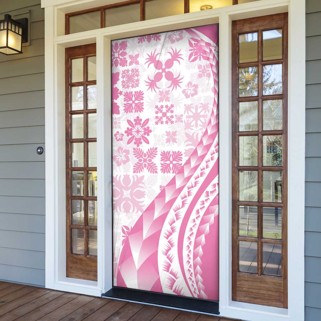 Pink Hawaiian Quilt Pattern Door Cover Mixed Polynesian Tribal Arty - Polynesian Pride