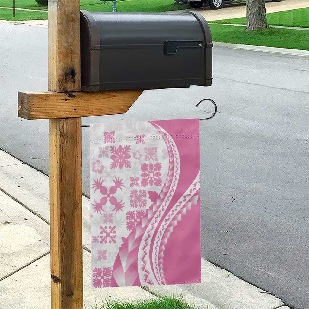 Pink Hawaiian Quilt Pattern Garden Flag Mixed Polynesian Tribal Arty