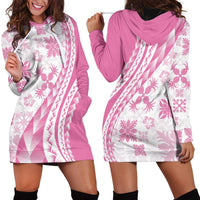 Pink Hawaiian Quilt Pattern Hoodie Dress Mixed Polynesian Tribal Arty