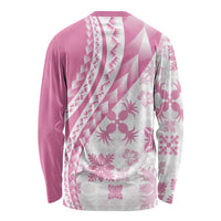 Pink Hawaiian Quilt Pattern Long Sleeve Shirt Mixed Polynesian Tribal Arty