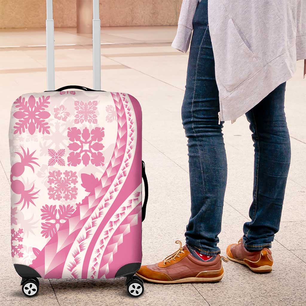 Pink Hawaiian Quilt Pattern Luggage Cover Mixed Polynesian Tribal Arty