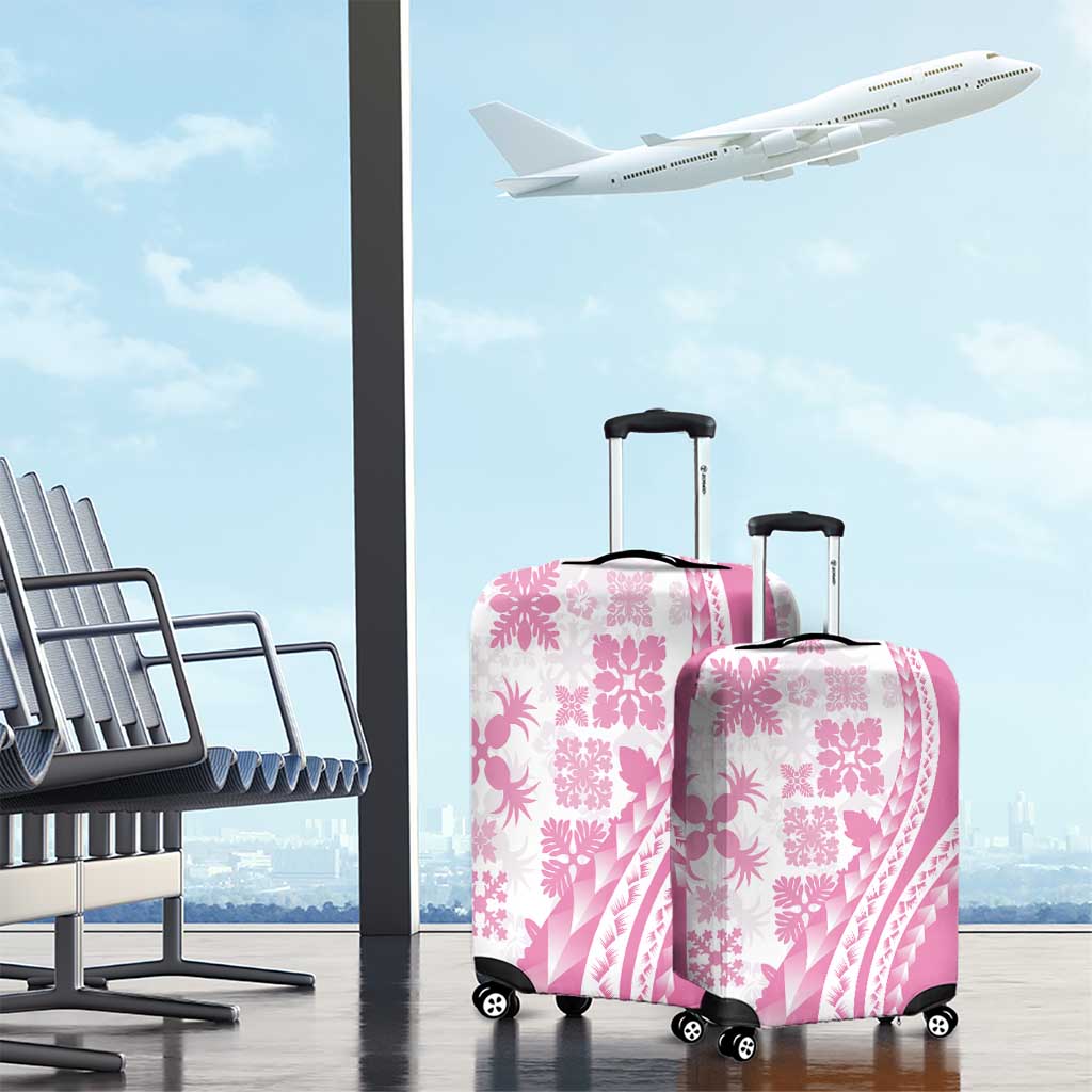 Pink Hawaiian Quilt Pattern Luggage Cover Mixed Polynesian Tribal Arty
