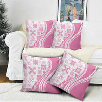 Pink Hawaiian Quilt Pattern Pillow Cover Mixed Polynesian Tribal Arty - Polynesian Pride