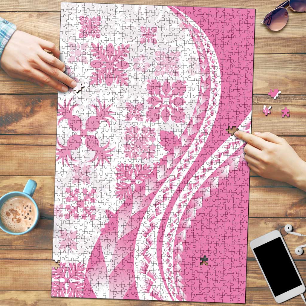 Pink Hawaiian Quilt Pattern Puzzle Mixed Polynesian Tribal Arty - Polynesian Pride