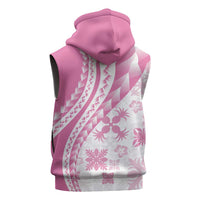 Pink Hawaiian Quilt Pattern Sleeveless Hoodie Mixed Polynesian Tribal Arty - Polynesian Pride