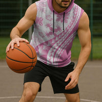 Pink Hawaiian Quilt Pattern Sleeveless Hoodie Mixed Polynesian Tribal Arty - Polynesian Pride