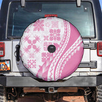 Pink Hawaiian Quilt Pattern Spare Tire Cover Mixed Polynesian Tribal Arty
