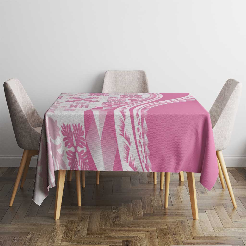 Pink Hawaiian Quilt Pattern Tablecloth Mixed Polynesian Tribal Arty