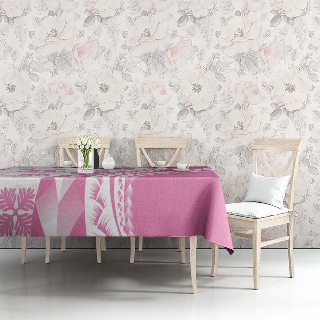 Pink Hawaiian Quilt Pattern Tablecloth Mixed Polynesian Tribal Arty