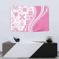 Pink Hawaiian Quilt Pattern Tapestry Mixed Polynesian Tribal Arty