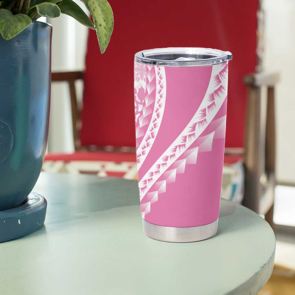 Pink Hawaiian Quilt Pattern Tumbler Cup Mixed Polynesian Tribal Arty
